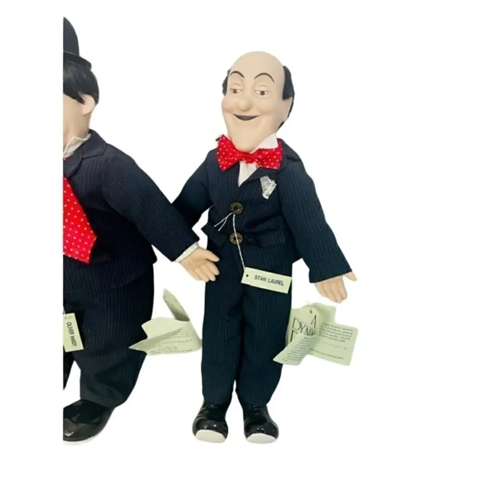 Laurel & Hardy Dolls Porcelain Heads Hands Shoes Dynasty Dolls
